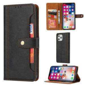 For iPhone 12 / 12 Pro Calf Texture Double Fold Clasp Horizontal Flip Leather Case with Photo Frame & Holder & Card Slots & Wallet(Black) (OEM)