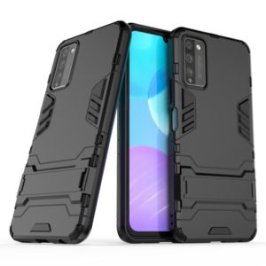 For Huawei Honor 30 Lite PC + TPU Shockproof Protective Case with Invisible Holder(Black) (OEM)