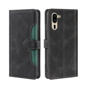 For Sharp Simple Sumaho 5 Skin Feel Straw Hat Magnetic Buckle Leather Phone Case(Black) (OEM)