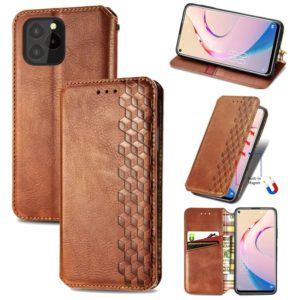 For OUKITEL C21 Pro Cubic Grid Pressed Horizontal Flip Magnetic PU Leather Case with Holder & Card Slots & Wallet(Brown) (OEM)