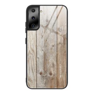 For Samsung Galaxy S21 Plus Wood Grain Glass Protective Case(M04) (OEM)