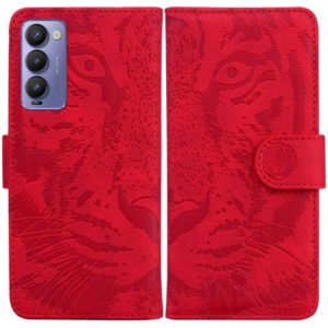 For Tecno Camon 18 / 18P Tiger Embossing Pattern Horizontal Flip Leather Phone Case(Red) (OEM)
