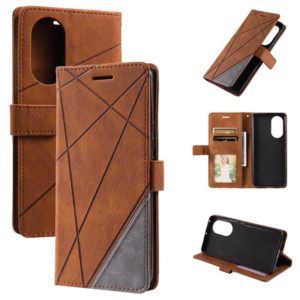 For Honor 50 Pro Skin Feel Splicing Leather Phone Case(Brown) (OEM)