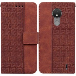 For Nokia C21 Geometric Embossed Leather Phone Case(Brown) (OEM)