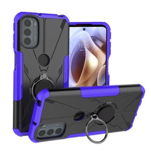 For Motorola Moto G31 Armor Bear Shockproof PC + TPU Phone Protective Case with Ring Holder(Purple) (OEM)