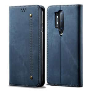 For OnePlus 8 Pro Denim Texture Casual Style Horizontal Flip Leather Case with Holder & Card Slots & Wallet(Blue) (OEM)