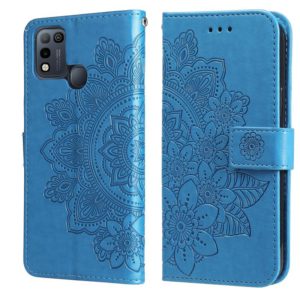 7-petal Flowers Embossing Pattern Horizontal Flip PU Leather Case with Holder & Card Slots & Wallet & Photo Frame For Infinix Smart 5 / Hot 10 Lite / X657(Blue) (OEM)