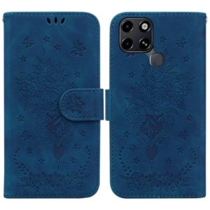 For Infinix Smart 6 Butterfly Rose Embossed Leather Phone Case(Blue) (OEM)