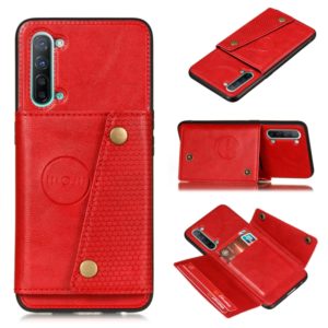 For OPPO Reno3 Double Buckle PU + TPU Shockproof Magnetic Protective Case with Card Slot & Holder(Red) (OEM)
