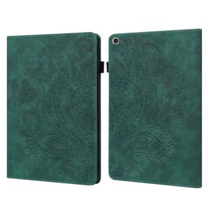 For Samsung Galaxy Tab A 10.1 (2019) T510 Peacock Embossed Pattern TPU + PU Horizontal Flip Leather Case with Holder & Card Slots & Wallet(Green) (OEM)