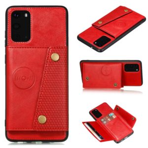 For Samsung Galaxy Note 20 Double Buckle PU + TPU Shockproof Magnetic Protective Case with Card Slot & Holder(Red) (OEM)