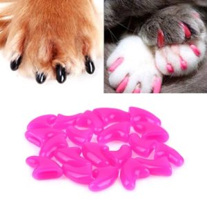 20 PCS Silicone Soft Cat Nail Caps / Cat Paw Claw / Pet Nail Protector/Cat Nail Cover, Size:S(Rose Red) (OEM)