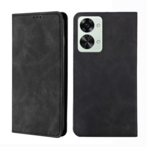 For OnePlus Nord 2T Skin Feel Magnetic Horizontal Flip Leather Phone Case(Black) (OEM)