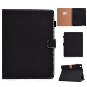 For iPad 4 / 3 / 2 Solid Color Tablet PC Universal Magnetic Horizontal Flip Leather Case with Card Slots & Holder(Black) (OEM)