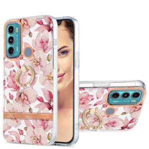 For Motorola Moto G60 / G40 Fusion Ring IMD Flowers TPU Phone Case(Pink Gardenia) (OEM)