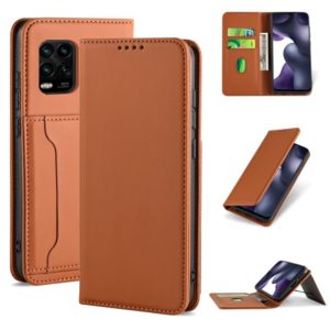 For Xiaomi Mi 10 Lite / 10 Youth 5G Strong Magnetism Shockproof Horizontal Flip Liquid Feel Leather Case with Holder & Card Slots & Wallet(Brown) (OEM)