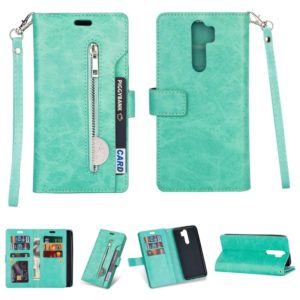 For Xiaomi Redmi Note 8 Pro Multifunctional Zipper Horizontal Flip Leather Case with Holder & Wallet & 9 Card Slots & Lanyard(Mint Green) (OEM)