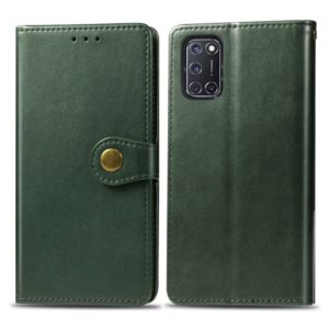 For OPPO A52/A72/A92 Retro Solid Color Leather Buckle Phone Case with Lanyard & Photo Frame & Card Slot & Wallet & Stand Function(Green) (OEM)