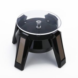 High-Footed UFO Solar 9cm 360 Rotating Display Stand Props Turntable(Black Blue Light) (OEM)