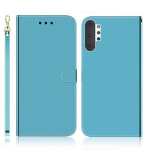 For Galaxy Note 10+ Imitated Mirror Surface Horizontal Flip Leather Case with Holder & Card Slots & Wallet & Lanyard(Blue) (OEM)