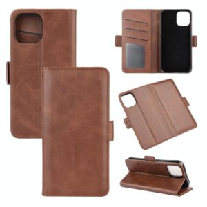 For iPhone 12 Pro Max Dual-side Magnetic Buckle Horizontal Flip Leather Case with Holder & Card Slots & Wallet(Brown) (OEM)