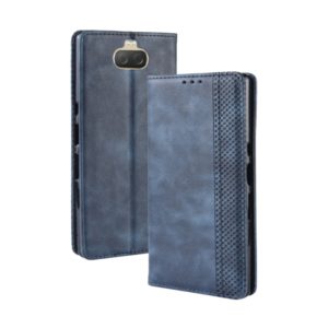 Magnetic Buckle Retro Texture Horizontal Flip Leather Case for Sony Xperia 10 Plus, with Holder & Card Slots & Wallet (Blue) (OEM)
