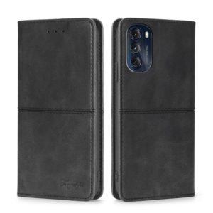For Motorola Moto G 2022 Cow Texture Magnetic Horizontal Flip Leather Phone Case(Black) (OEM)
