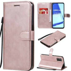 For Oppo A52 / A72 / A92 Solid Color Horizontal Flip Protective Leather Case with Holder & Card Slots & Wallet & Photo Frame & Lanyard(Rose Gold) (OEM)