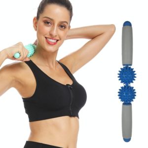 2-Ball Muscle Massage Relaxation Hedgehog Ball Yoga Stick Roller Stick( Blue) (OEM)
