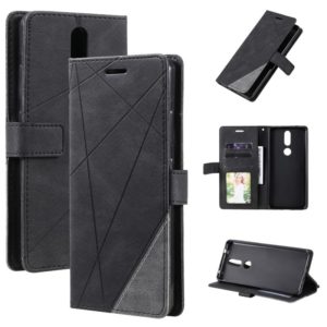 For Nokia 2.4 Skin Feel Splicing Horizontal Flip Leather Case with Holder & Card Slots & Wallet & Photo Frame(Black) (OEM)