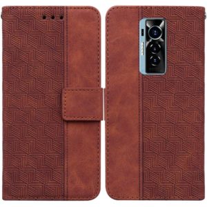 For Tecno Phantom X Geometric Embossed Leather Phone Case(Brown) (OEM)