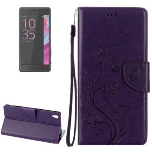 For Sony Xperia XA Ultra Flowers Embossing Horizontal Flip Leather Case with Holder & Card Slots & Wallet & Lanyard(Purple) (OEM)