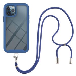 For iPhone 11 Pro Starry Sky Solid Color Series Shockproof PC + TPU Protective Case with Neck Strap (Blue) (OEM)
