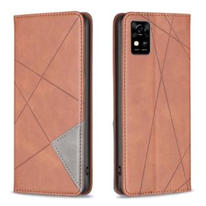 For ZTE Blade A31 Prismatic Invisible Magnetic Leather Phone Case(Brown) (OEM)