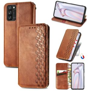 For Blackview A100 Cubic Grid Pressed Horizontal Flip Magnetic PU Leather Case with Holder & Card Slots & Wallet(Brown) (OEM)