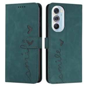 For Motorola Edge X30 Skin Feel Heart Pattern Leather Phone Case(Green) (OEM)