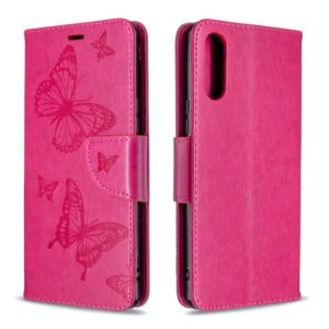 For Sony Xperia L4 Two Butterflies Embossing Pattern Horizontal Flip Leather Case with Holder & Card Slot & Wallet & Lanyard(Rose Red) (OEM)