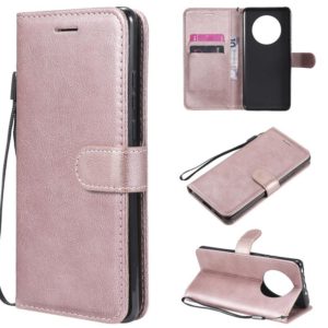 For Huawei Mate 40 Solid Color Horizontal Flip Protective Leather Case with Holder & Card Slots & Wallet & Photo Frame & Lanyard(Rose Gold) (OEM)
