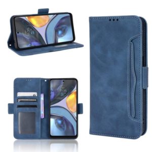 For Motorola Moto G22 Skin Feel Calf Texture Card Slots Leather Phone Case(Blue) (OEM)