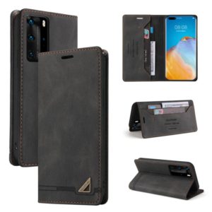 For Huawei P40 Pro Skin Feel Anti-theft Brush Horizontal Flip Leather Case with Holder & Card Slots & Wallet(Black) (OEM)