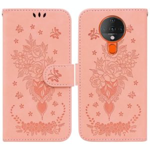 For Tecno Spark 6 Butterfly Rose Embossed Leather Phone Case(Pink) (OEM)
