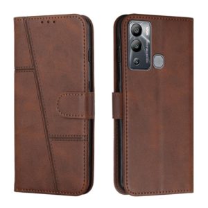 For Infinix Hot 12i Stitching Calf Texture Buckle Leather Phone Case(Brown) (OEM)