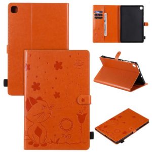 For Samsung Galaxy S6 Lite P610 Cat Bee Embossing Pattern Shockproof Table PC Protective Horizontal Flip Leather Case with Holder & Card Slots & Wallet & Pen Slot & Wake-up / Sleep Function(Orange) (OEM)