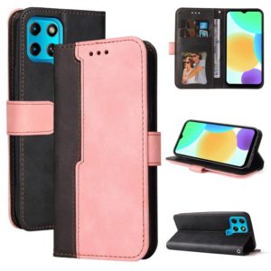 For Infinix Smart 6 Stitching-Color Horizontal Flip Leather Case(Pink) (OEM)