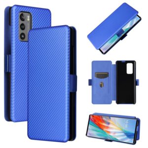 For LG Wing 5G with Buckle Carbon Fiber Texture Horizontal Flip TPU + PC + PU Leather Case with Card Slot(Blue) (OEM)