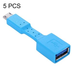 5 PCS Micro USB Male to USB 3.0 Female OTG Adapter (Blue) (OEM)