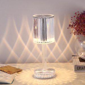 USB Charging Touch Diamond Crystal Table Lamp, Specification: USB Charging(Tri-tone Light)(Transparent) (OEM)