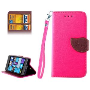 Leaf Magnetic Snap Litchi Texture Horizontal Flip Leather Case with Card Slots & Wallet & Holder & Lanyard for Nokia Lumia 730(Magenta) (OEM)
