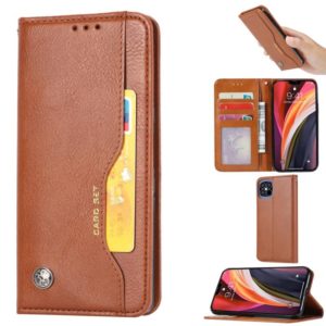 For iPhone 12 Pro Max Knead Skin Texture Horizontal Flip Leather Case with Photo Frame & Holder & Card Slots & Wallet(Brown) (OEM)