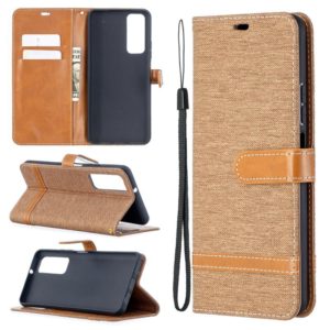 For Huawei P smart 2021 / Y7a Lite Color Matching Denim Texture Horizontal Flip Leather Case with Holder & Card Slots & Wallet & Lanyard(Brown) (OEM)